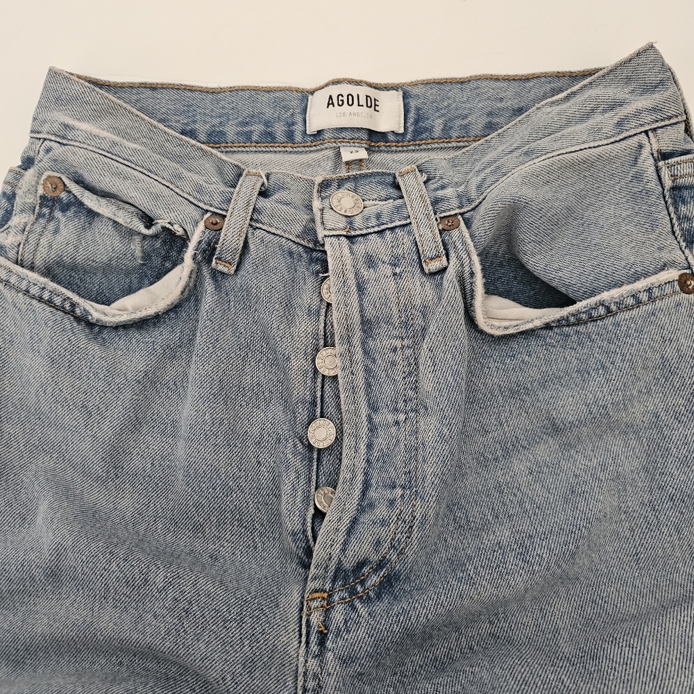Agolde Light Blue Straight Leg Jeans - Picture 5 of 10